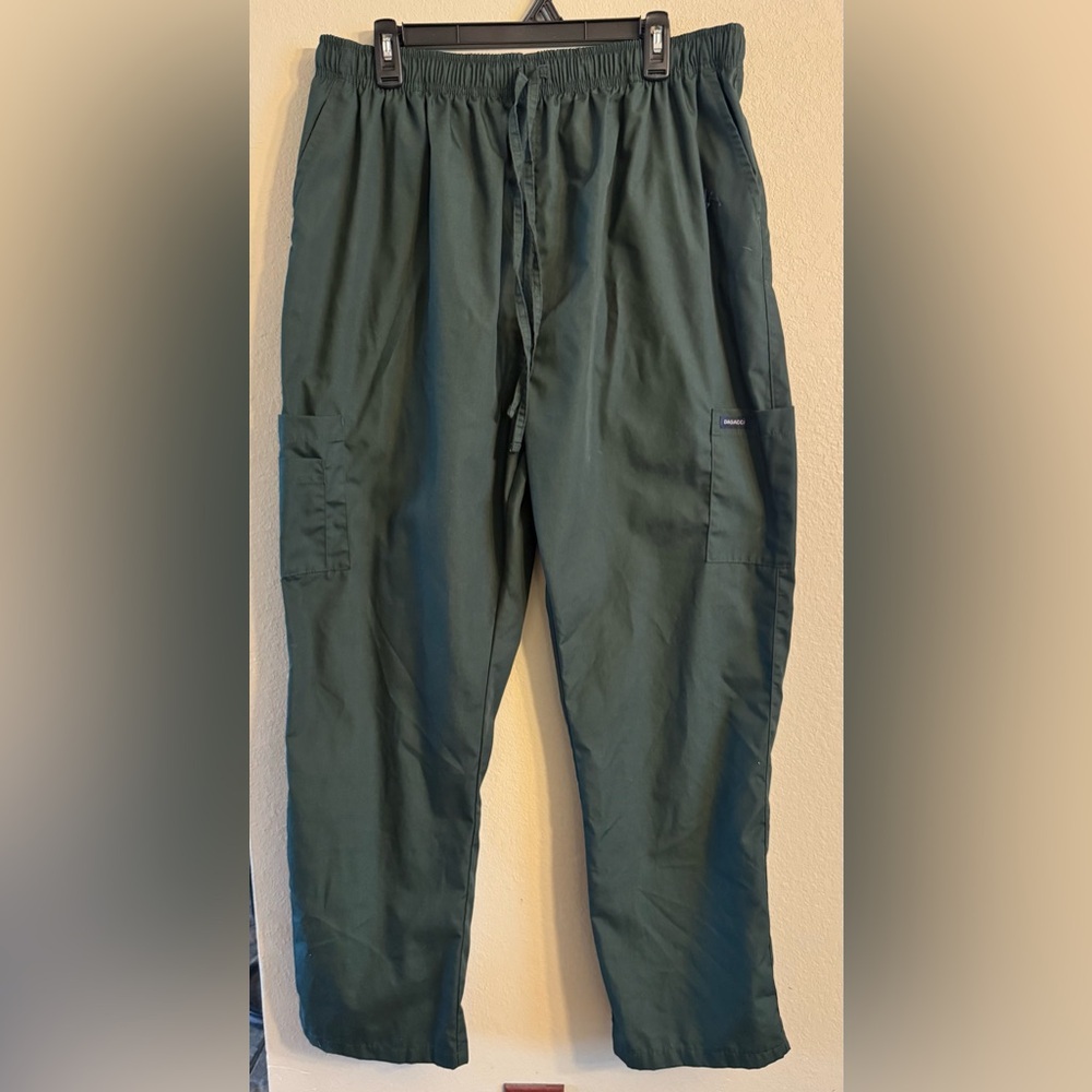 Dagacci medical unisex 2XL Scrub Pants Hunter Green Elastic Drawstring Pockets
